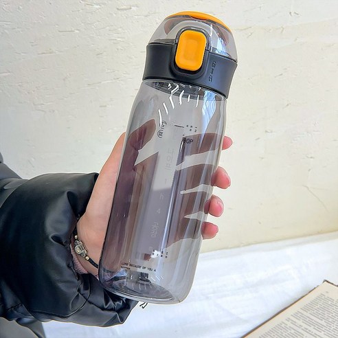 심플한 ins풍 고안치 직음 물컵 어른 소녀심 비닐컵 대용량 휴대용 운동컵, 630ml, 검정색
