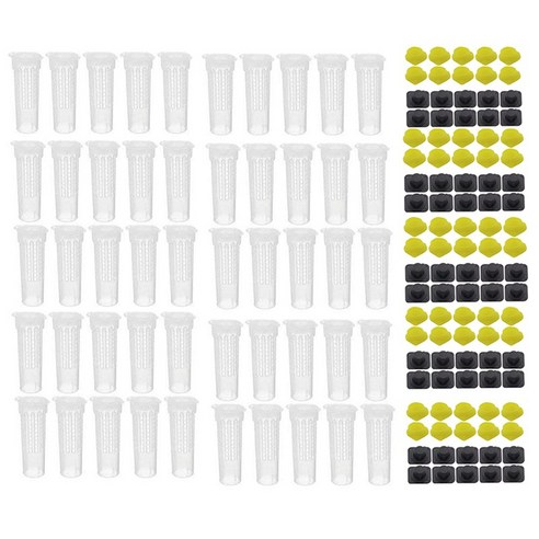 50PCS 꿀벌 여왕 연습장 플라스틱 보호 커버 케이지 전지 박스 컵 양육 꿀벌 킹 도구 양봉 설정 양봉, 보여진 바와 같이, 하나
