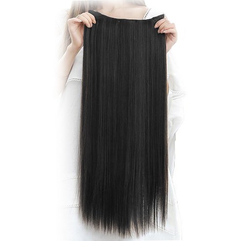 뿌이뿌이가발 헤어피스 붙임머리 부분가발 1P 생머리, 블랙, 1개, 45cm
