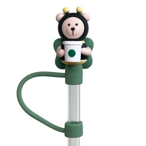 [필수템마켓]빨대커버 마개 귀욤뽀짝 실리콘뚜껑, 1개, 꿀벌