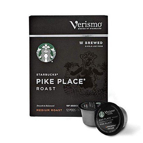 Starbucks Medium Roast Verismo Coffee Pods — Pike Place Roast for Verismo Brewers — 6 boxes (72 pods total), 1개, 100g