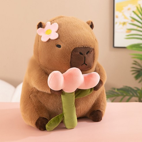 스토리원 7가지 카피바라 인형 동물 봉제 애착 선물 ST-TOY-017, 1개, 플라워, 30cm