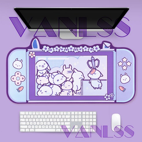 Vanlss 마우스 패드 게이밍 마우스패드 장 마우스패드 장패드 게이밍 장패드 러블리 토끼, 마우스 패드80 × 44cm, 1개, 마우스 패드80 × 44cm