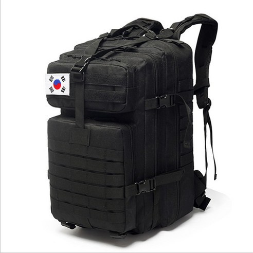 어택존 3D 밀리터리 백팩 3 45L 검정 군인 배낭 가방 (태극기 약장 + 고급 샤워볼)
