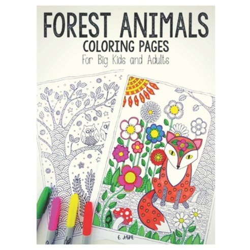 forest animals coloring pages for big kids and adults: Coloring