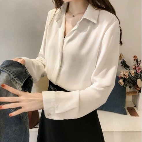 여성용 데일리 심플 베이직 오피스 블라우스