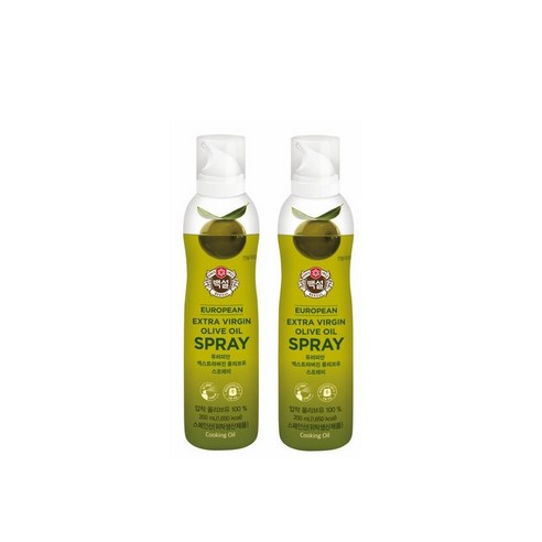 백설 유러피안 엑스트라버진 올리브유 스프레이 오일, 2개, 200ml