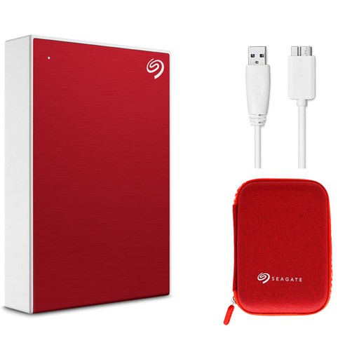 씨게이트 One Touch HDD 외장하드STHP5000403데이터복구+암호화 기능+파우치+USB케이블, 5TB, 레드