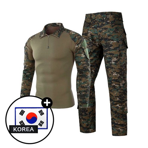 [SET] 택티컬 전술 컴뱃셔츠 긴팔+팬츠 세트 - 강철부대W 아웃도어 군인 간부 강철부대 캠핑 카고 바지, 특전사