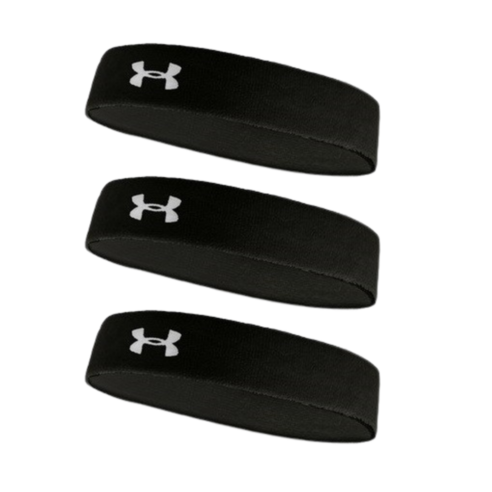 언더아머 퍼포먼스 헤어밴드 3P, 블랙, 3개