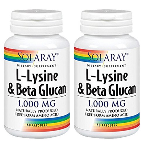 솔라레이 L-리신 & 베타 글루칸 1000mg 캡슐, 60개입, 2개, 60정