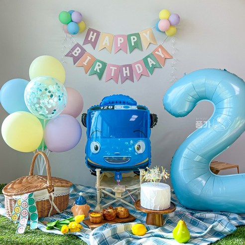 타요 생일풍선 두돌생일상 생일파티세트, 2, 파스텔