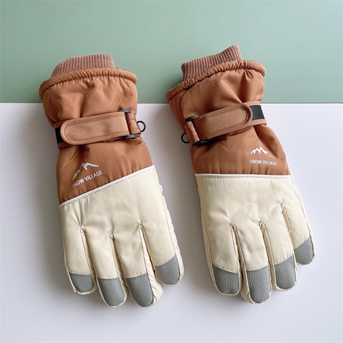 생활의 지혜 여성 터치스크린 투톤 방한 스키 장갑, 브라운, 1개