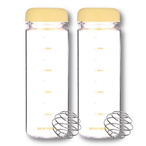 위드 쉐이커보틀 눈금물병 트라이탄 2P, 2개, 500ml, 옐로