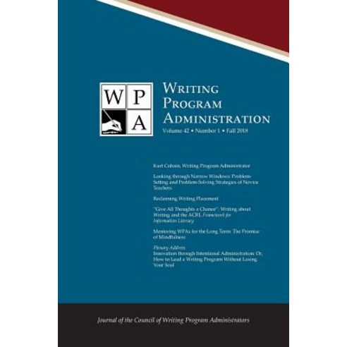 (영문도서) Wpa: Writing Program Administration 42.1 (Fall 2018) Paperback, Parlor Press, English, 9781643170404