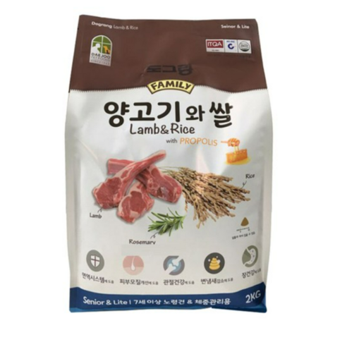 도그랑 시니어 양고기와 쌀 건식사료, 2kg 1개 
강아지 사료