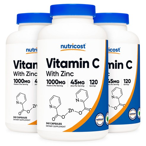 뉴트리코스트 비타민 C 1000mg + 아연 45mg 캡슐, 240정, 3개