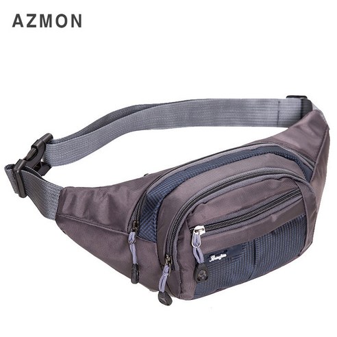 AZMON 멀티 포켓 미니 힙색가방 다용도 방수 크로스백 35cm x 14cm x 15cm 남여공용 2.5L, 네이비