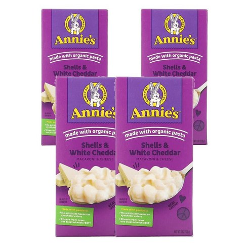 애니스 맥앤치즈 쉘 화이트 체다 Annie’s Macaroni & Cheese Shells White Cheddar, 170g, 4개