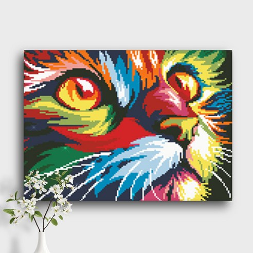 오늘의오브제 DIY 보석십자수 캔버스형 40x30cm, A3_02_COLORFUL CAT 1, 1개