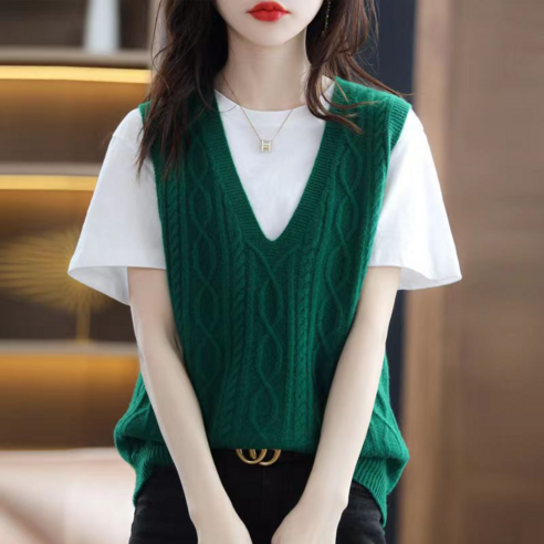 추천제품 가을 겨울브이넥 루즈 니트조끼여성 소개