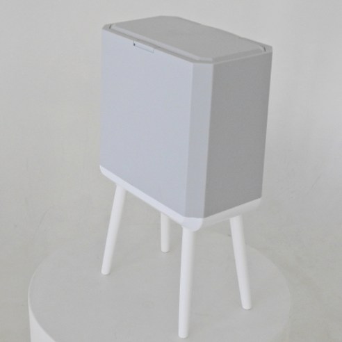 워버플 인테리어 휴지통 실내 쓰레기통 17L, 그레이 본체 + 화이트 다리, 1개