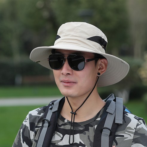 DFMEI 썸머메쉬모자 남 아웃도어 여행 썬캡 여름 래쉬가드 캐주얼 버킷햇 남성 등산, DFMEI 아이보리요