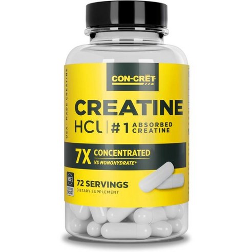 근육 증가 크레아틴 HCl 캡슐 인지 면역 건강 지원 알약 90개, 72 Count Capsules