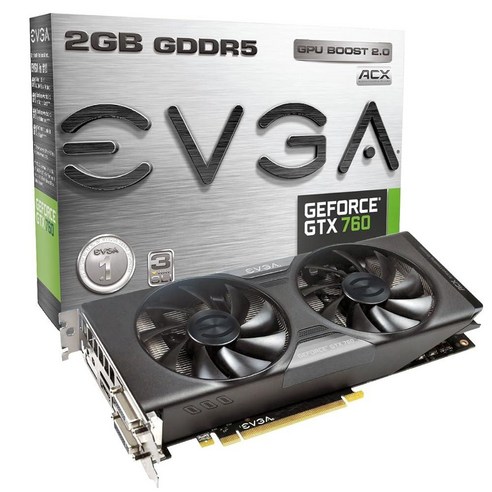 EVGA GeForce GTX760 w ACX 쿨러 2GB GDDR5 256비트 듀얼 링크 DVI-I DVI-D HDMI DP SLI Ready 그래픽 카드 02G-P4-2763-, GTX 760 ACX