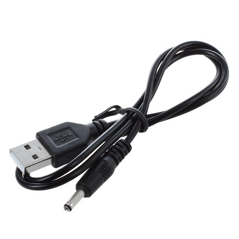 3.5mm의 X 1.3mm의 블랙 USB 케이블 리드 충전기 코드 전원 공급 장치, 블랙, 실버 톤, 69CM