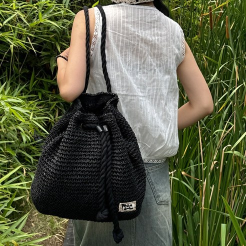 블루씨티 패치 라탄 로프 복조리 짐색 여름 백팩 가방