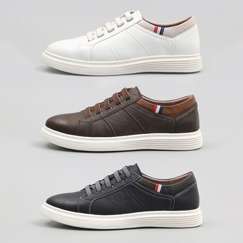 스타일과 편안함의 완벽한 조화: 신사야 소가죽 노매듭 밴딩끈 캐주얼 스니커즈