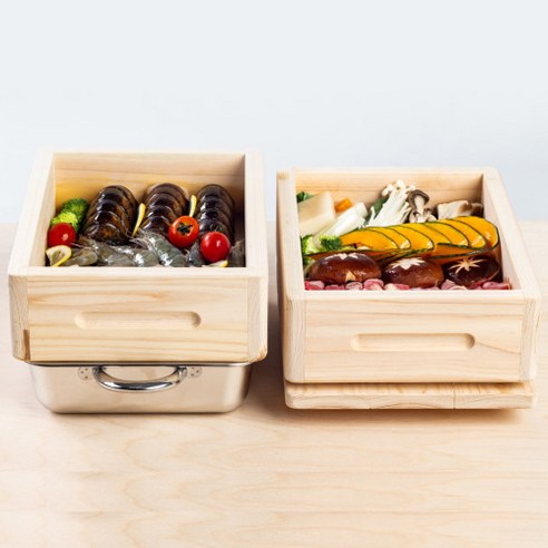 가구공방 편백나무 찜기 2단 풀세트 히노끼 세이로 무시 찜요리 국내제작, 2단풀세트