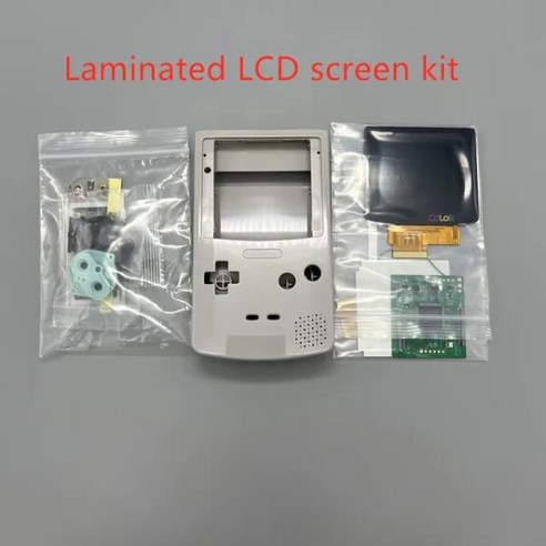 교체 2.6 인치 GBC IPS LCD 및 닌텐도/GBC 게임보이 컬러용 새 셸 픽셀 디스플레이 지원 껍질을 자를 필요 없음, [09] Laminated grey