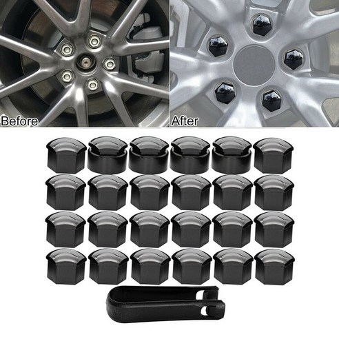 BMW 휠캡 BMW X 휠 커버 케이스24pcs 17mm 블랙 휠 너트 볼트 캡 20, 없음