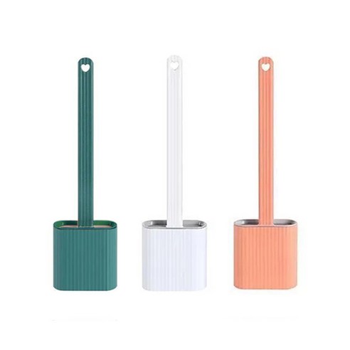 ROJI 실리콘 변기솔, 그린, 화이트, 핑크, 3개