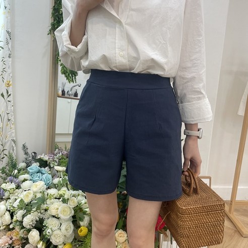 여성을 위한 편안하고 세련된 여름 필수품: 러블루 1+1 린넨 면 밴딩 반바지