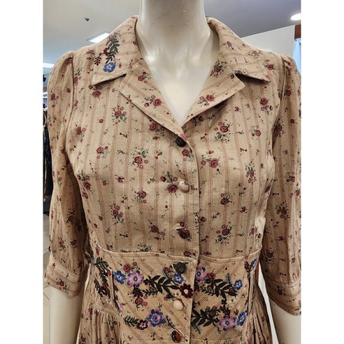 린넨 프린트 허리 포인트 원피스, 비코리아 설정, b242wo3050 비꼴리끄원피스