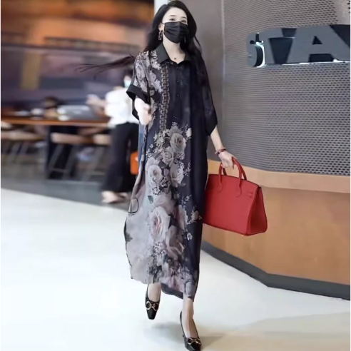 써스데이아일랜드 tagi 여성 프린트 셔츠 원피스 루즈핏 롱스커트 빅사이즈 Best Top5