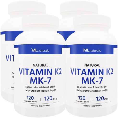 4병 [미국빠른직구] 신제품 마이라이프 내추럴스 비타민 K2 120mcg (as MK-7) 120정 (16개월), 4개