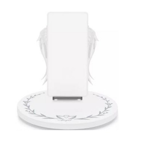 AFBEST 범용 LED Qi 무선 충전 베이스 10W Angel Wing은 휴대폰용 고속 충전기를 제공합니다-화이트, 하얀