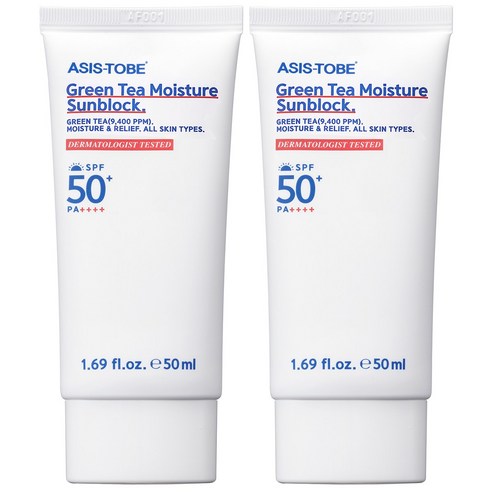 애즈이즈투비 그린티 모이스처 선블록 SPF50+ PA++++, 50ml, 2개