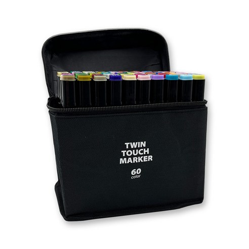 현대상사 트윈 터치 마카펜 천케이스 24/30/36/40/48/60/80 전문가용 채색도구 드로잉 컬러링, 80색