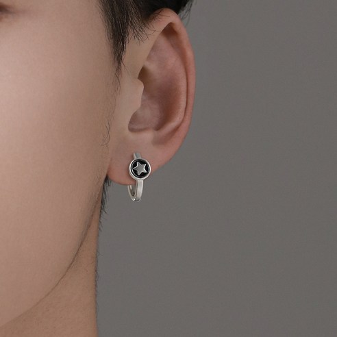DFMEI 925 실버 스터드 남자 유행 틈새 트렌디 맞춤형 남성 단일 다섯개 스타 남자 귀걸이 새로운