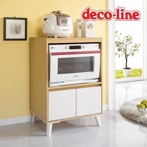 데코라인 시크 광파오븐렌지대 주방수납장밥솥/렌지대, 오크화이트