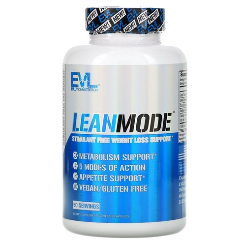 이보루션 뉴트리션 린모드 EVLution Nutrition LeanMode 자극제 없는 체중 감량 지원 식물성 캡슐 150정 2개