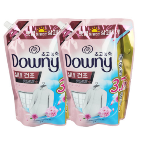 다우니 엑스퍼트 실내 건조 섬유유연제 플로럴 프레시향 리필, 2.6L, 2개
