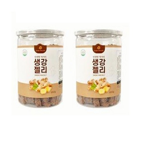 진한 진저 생강 젤리 생강맛 해썹인증 대용량 사탕 간식 어르신 부모님 간식 디저트 생강엿 국내산 가공 650g 선물 절편 ginger jelly, 생강젤리 x 2통, 2개