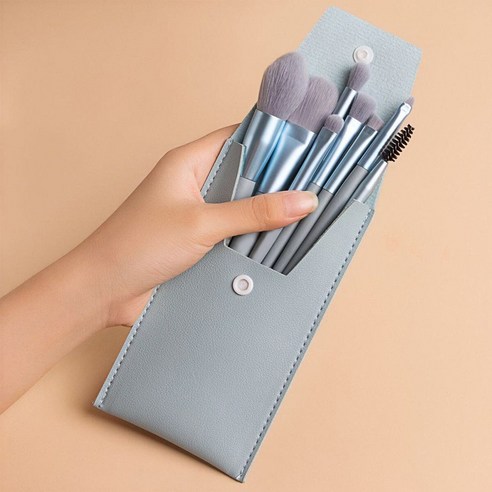 디베스트 메이크업 브러쉬 풀셋트 가죽케이스, 푸른색