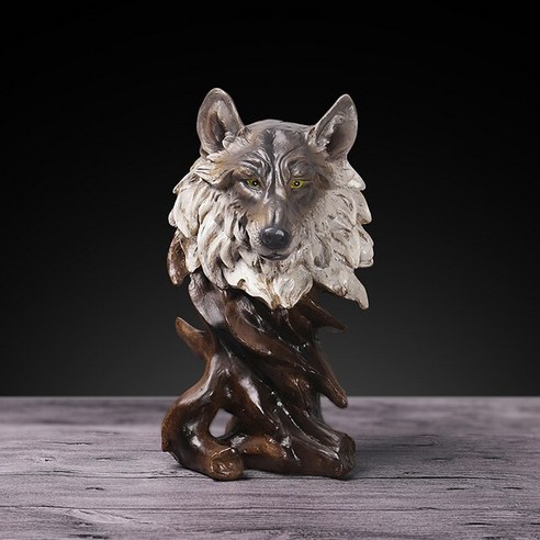 독수리모형 예술 동물 머리 동상 크리에이티브 모조 나무 뿌리 조각 말 입상 사자 호랑이 늑대 독수리 수지 공예 홈 인테리어 늑대